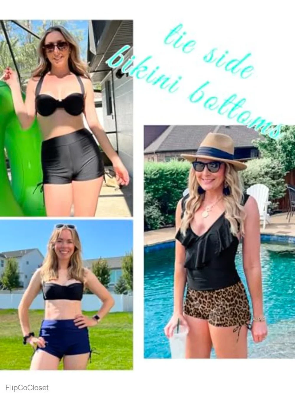 High Waist Swim Shorts Women's Boyshorts Adjustable Side Tie UPF 50+ Bathing